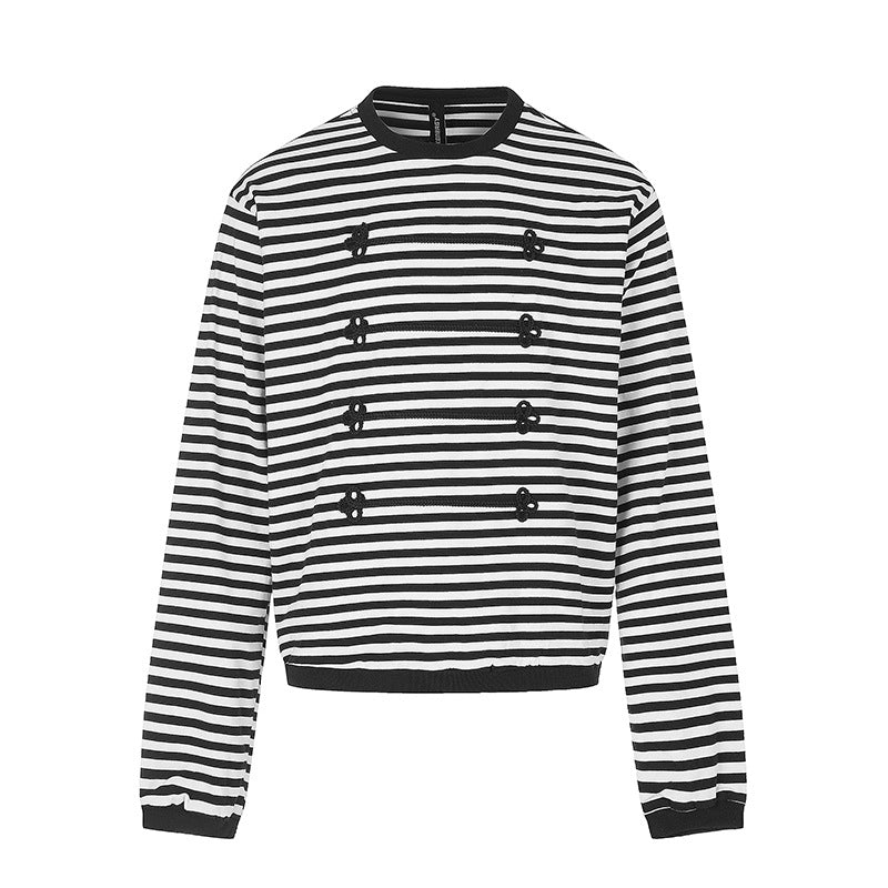 Damen Gestreiftes Sweatshirt mit maritimen Knotenapplikationen Nord Taschen