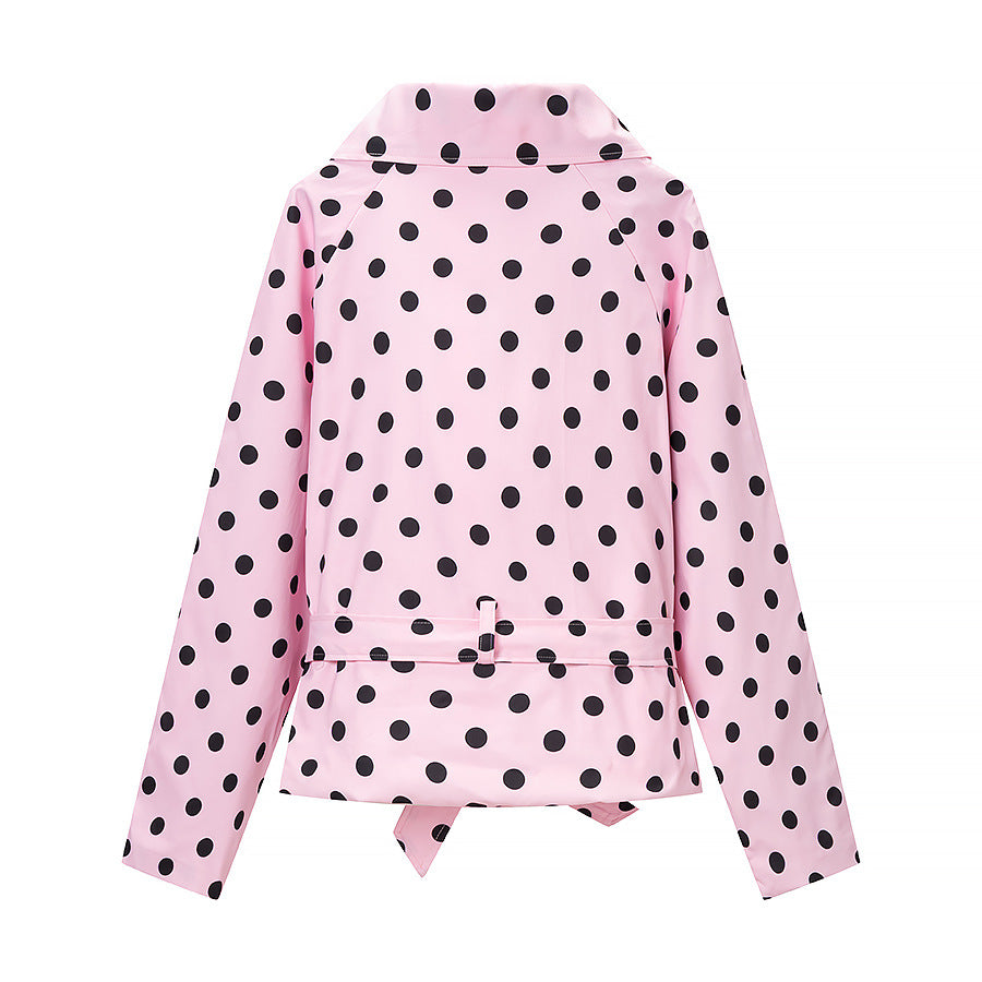 Damen Gepunkteter Trenchcoat-Style mit Bindegürtel und Ballonärmeln Nord Taschen