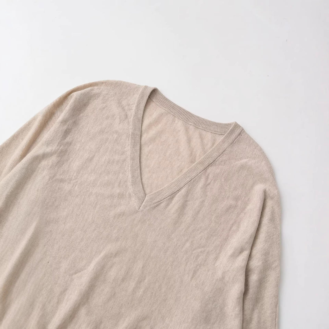 Damen Oversized V-Ausschnitt Feinstrickpullover mit Fledermausärmeln Nord Taschen