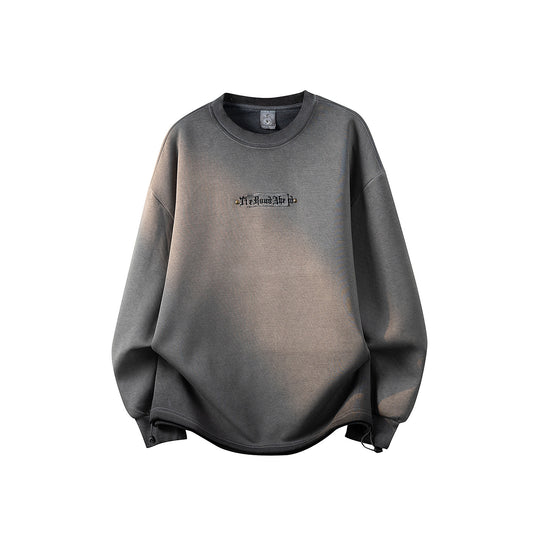 Damen Oversize-Sweatshirt mit gesticktem Schriftzug, abgerundetem Saum & überschnittener Schulter Nord Taschen