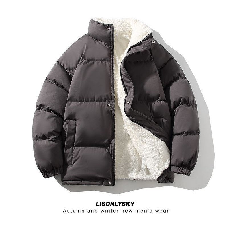 Herren gefütterte Winter-Steppjacke mit Teddyfutter, hohem Stehkragen und verdeckter Druckknopfleiste Nord Taschen