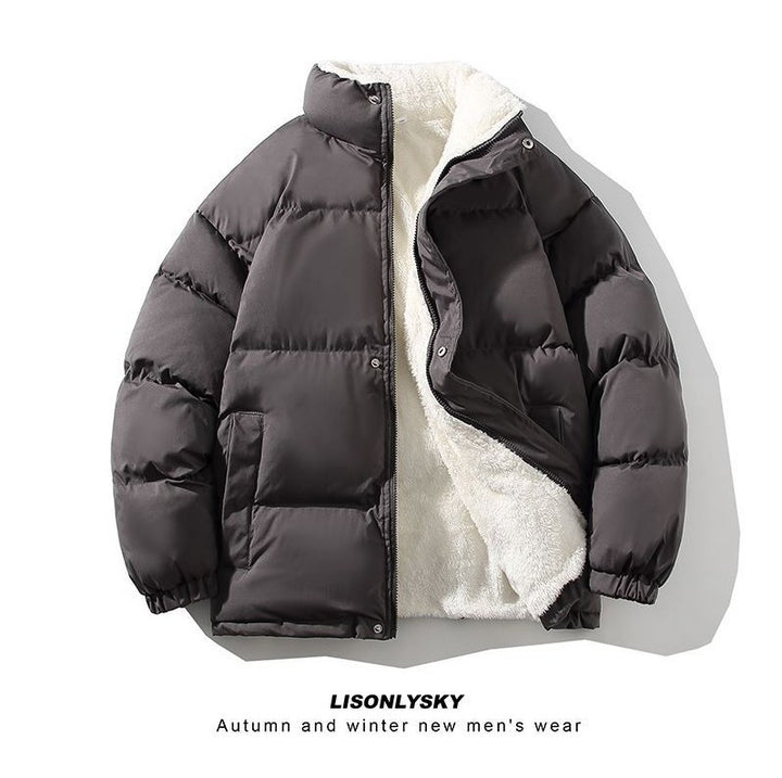 Herren gefütterte Winter-Steppjacke mit Teddyfutter, hohem Stehkragen und verdeckter Druckknopfleiste Nord Taschen
