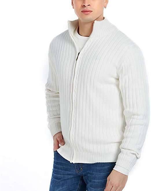 Herren Feinstrick-Cardigan mit durchgehendem Reißverschluss, Stehkragen und markanter Rippenstruktur Nord Taschen