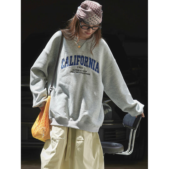 Damen Weites College‑Sweatshirt mit Rundhalsausschnitt und Statement-Print Nord Taschen