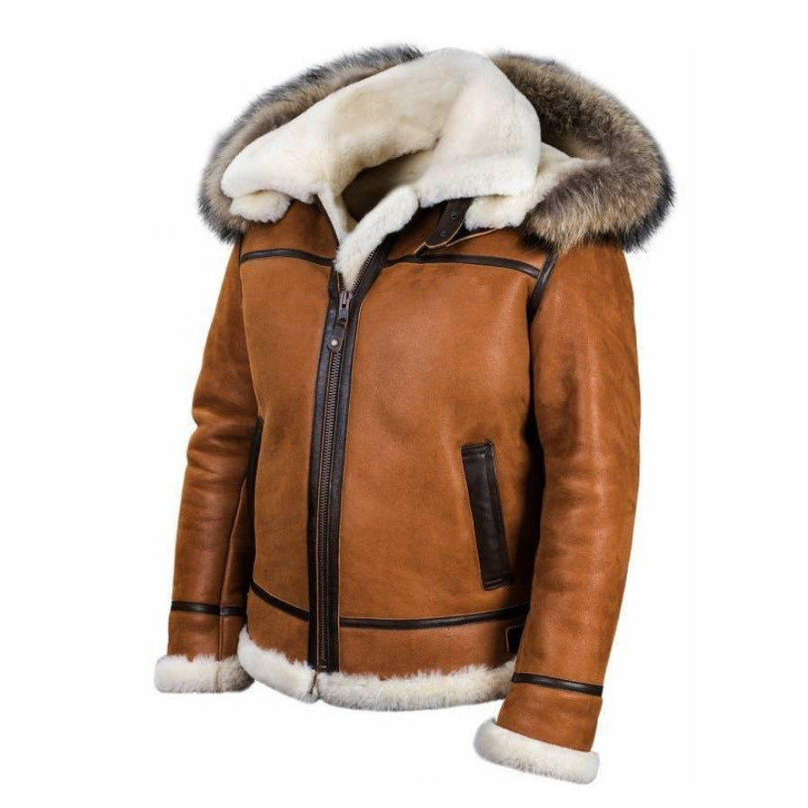 Damen Wildlederoptik Fliegerjacke mit Kunstfellkapuze und Schnallen Nord Taschen