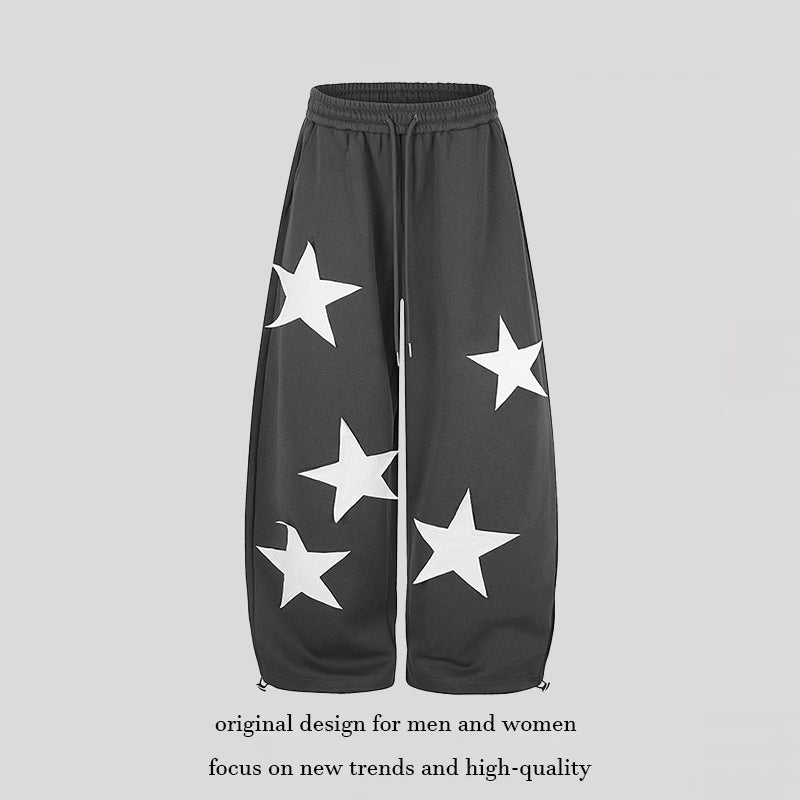 Damen weite Stern-Print Jogginghose mit Tunnelzug, Kordel und verstellbarem Saum Nord Taschen