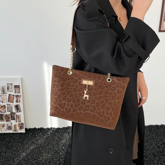 Damen Tiermuster Shopper-Tasche mit elegantem Kettenverschluss Nord Taschen