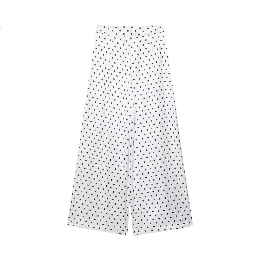 Damen Satinbluse mit übergroßem spitzen Hemdkragen, Faltenpartie und Pünktchen-Print Nord Taschen