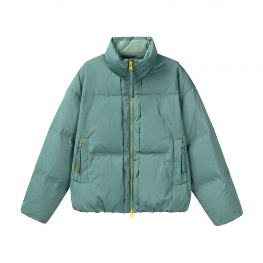 Damen Kurze Oversize-Steppjacke mit hohem Stehkragen und Kontrast-Reißverschluss Nord Taschen