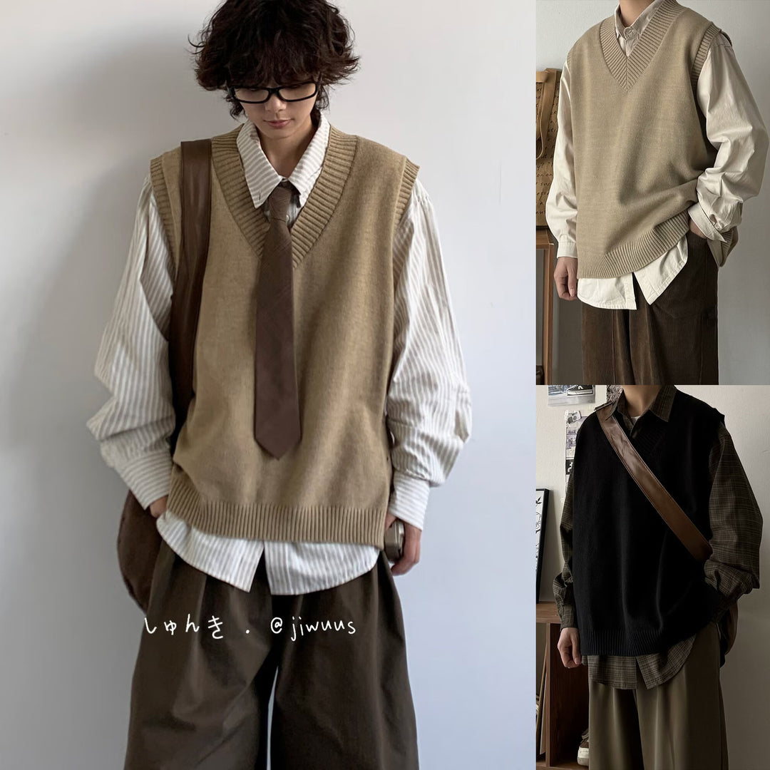 Herren Modischer Grobstrickpullover ohne Ärmel Nord Taschen