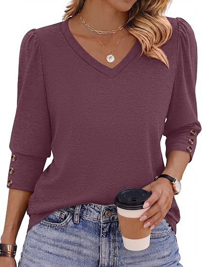 Damen Leopardenmuster V‑Neck Bluse mit 3/4-Ärmeln und geraffter Vorderpartie Nord Taschen