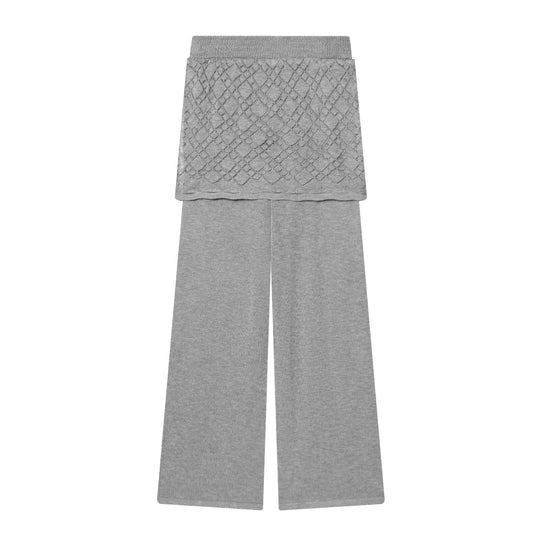 Damen Strick-Lounge-Set mit weitem Rundhals-Pullover und Highwaist-Schlaghose mit Spitzen-Detail Nord Taschen