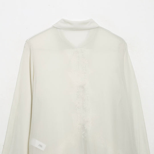 Damen Romantische Chiffon-Bluse mit Spitzenapplikation, Volant-Saum und Bindebändern Nord Taschen