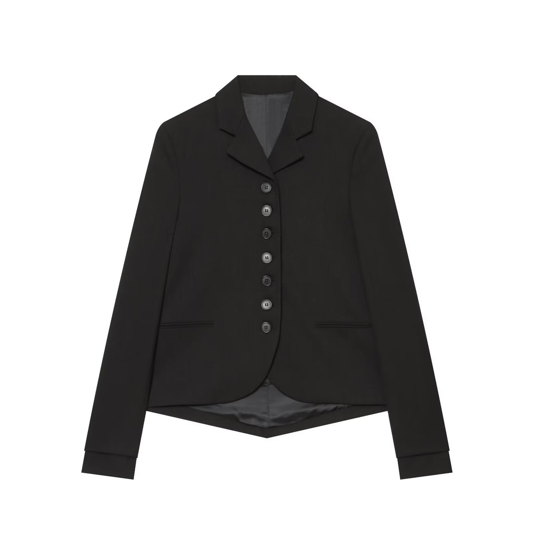 Damen Taillierter Kurzblazer im Reitstil mit verlängerter Knopfleiste und geschwungenem Saum Nord Taschen