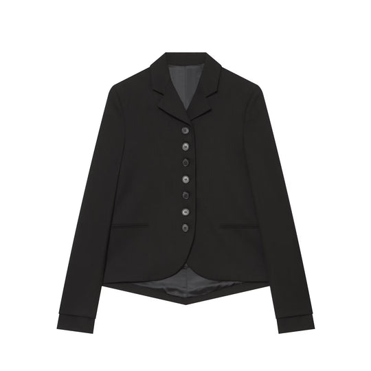 Damen Taillierter Kurzblazer im Reitstil mit verlängerter Knopfleiste und geschwungenem Saum Nord Taschen
