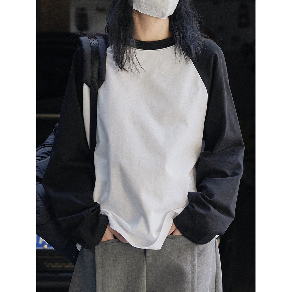 Damen Oversized Raglan-Langarmshirt mit Kontrastärmeln Nord Taschen