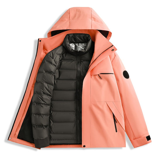 Herren Wasserdichte Outdoor-Softshelljacke mit Kapuze, hohem Stehkragen & Reißverschlusstaschen Nord Taschen