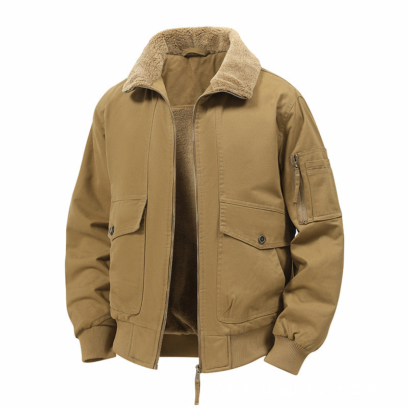 Herren Militärisch inspirierte Thermo-Bomberjacke mit Teddy‑Futter, Ärmeltasche und Druckknopf‑Klappentaschen Nord Taschen