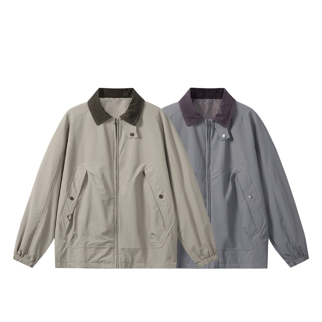 Unisex Kurz geschnittener Boxy-Blouson mit Cordkragen, Reißverschluss und Utility-Pattentaschen Nord Taschen