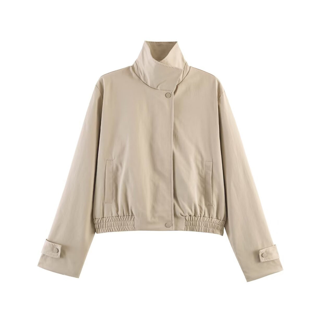 Damen Kurze wasserabweisende Blousonjacke mit hohem Stehkragen und Taillenbündchen Nord Taschen