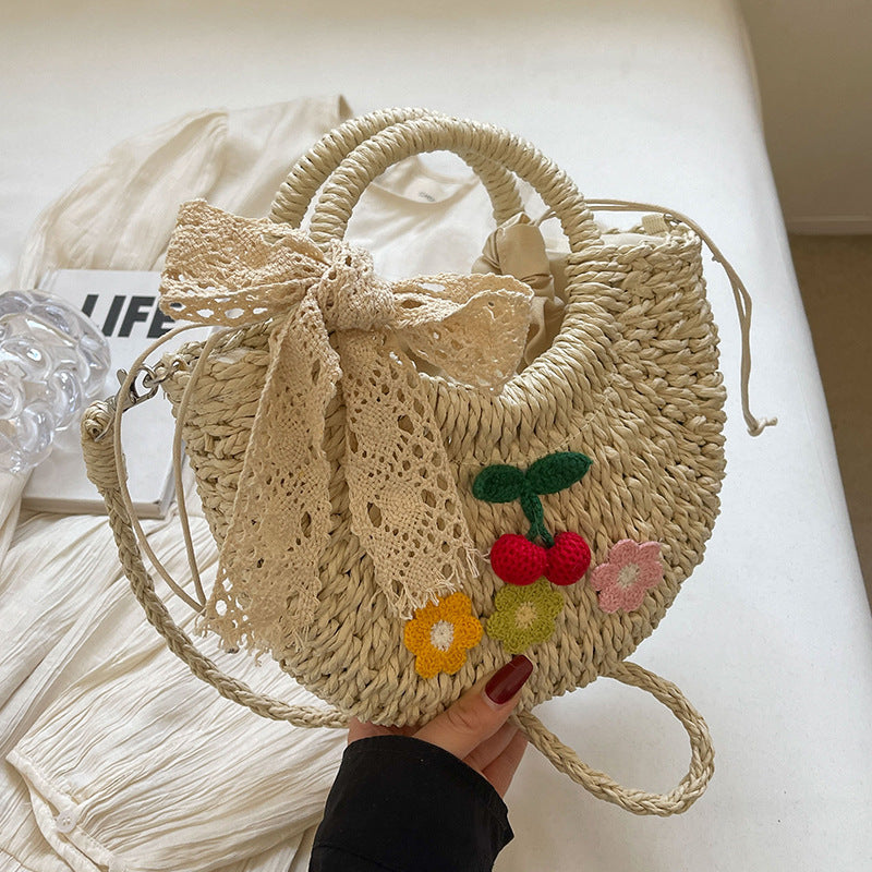 Damen bezaubernde Tragetasche mit floralem Dekor und elegantem Spitzenband Nord Taschen