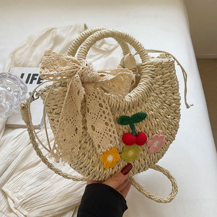 Damen bezaubernde Tragetasche mit floralem Dekor und elegantem Spitzenband Nord Taschen