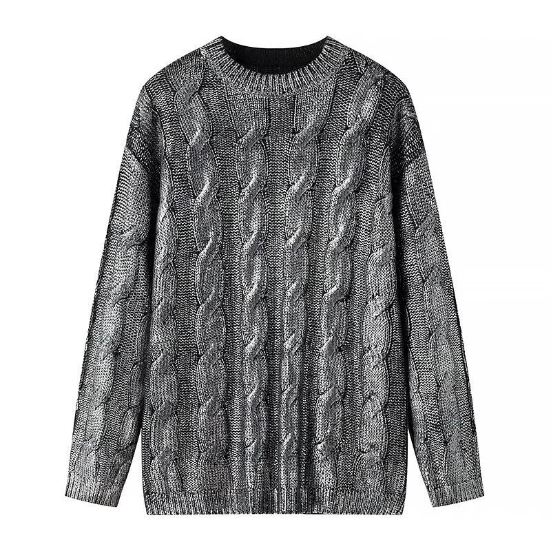 Damen Oversize-Zopfstrickpullover mit Rundhals Nord Taschen
