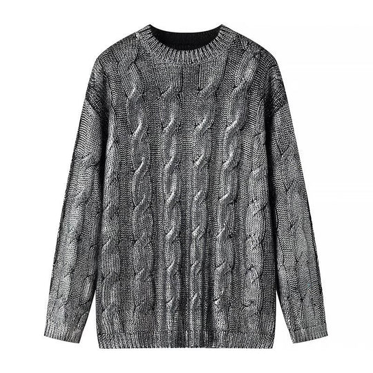 Damen Oversize-Zopfstrickpullover mit Rundhals Nord Taschen