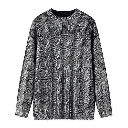 Damen Oversize-Zopfstrickpullover mit Rundhals Nord Taschen