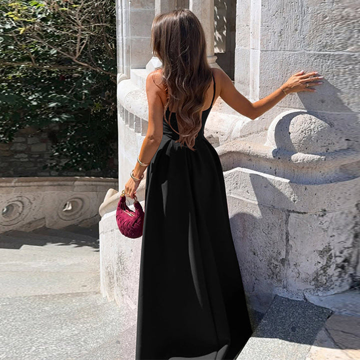 Damen Fließendes Maxikleid mit schmalen Spaghettiträgern und elegantem Schnitt