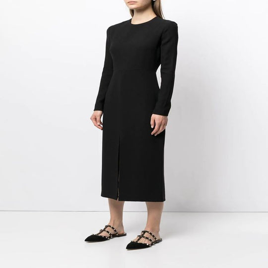 Damen Tailliertes Midikleid mit langem Arm, vorderlichem Schlitz und cleanem Tailoring Nord Taschen