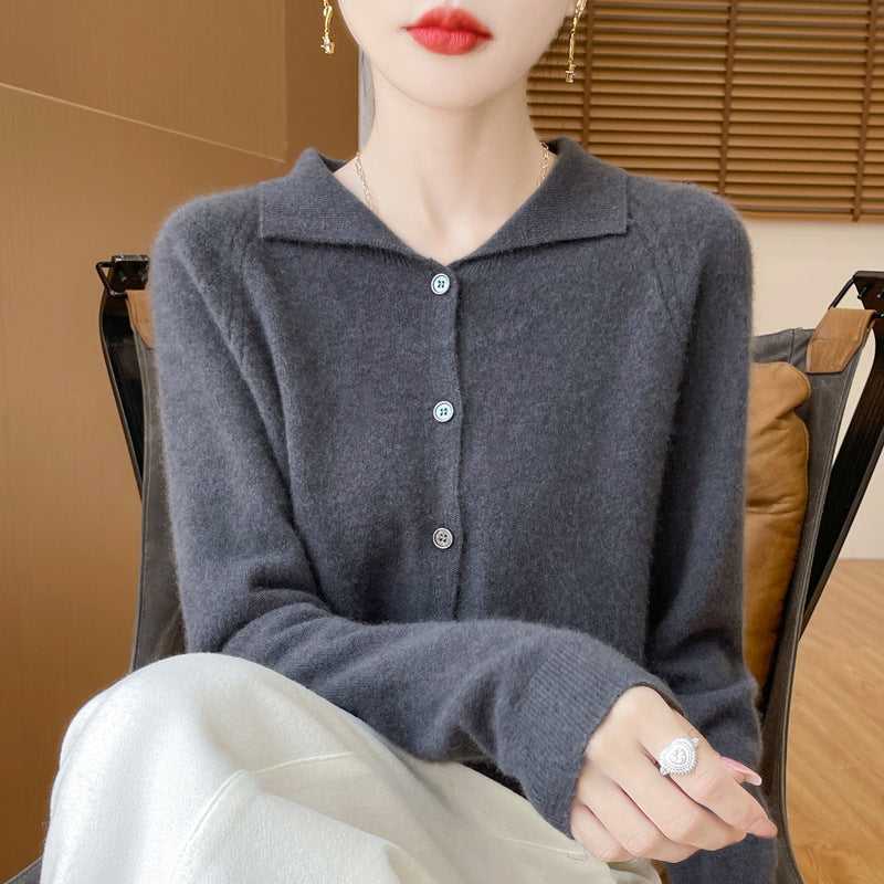 Damen Kuscheliger Reverskragen-Cardigan im Kaschmir-Look mit Mohair-Effekt Nord Taschen