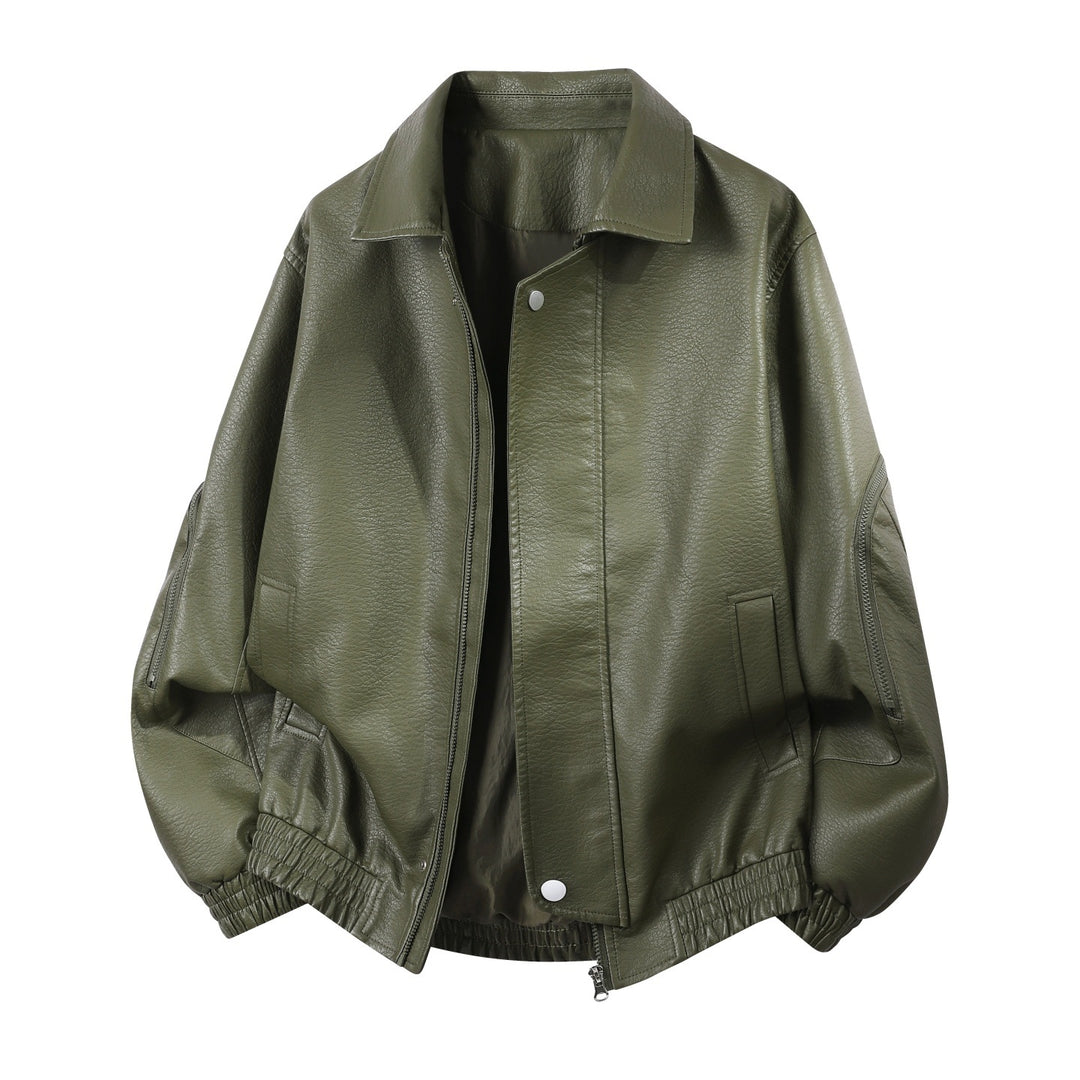 Herren Robuste Kunstleder‑Bomberjacke mit Cordkragen, Zwei‑Wege‑Reißverschluss & Reißverschluss‑Taschen Nord Taschen