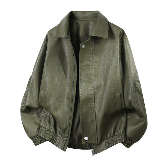 Herren Robuste Kunstleder‑Bomberjacke mit Cordkragen, Zwei‑Wege‑Reißverschluss & Reißverschluss‑Taschen Nord Taschen