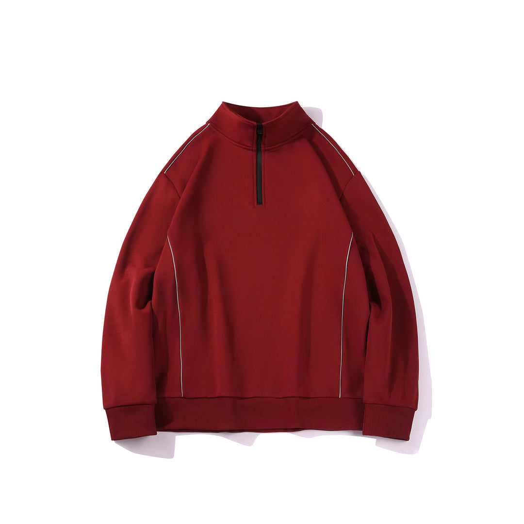 Herren Halfzip-Sweatshirt mit Stehkragen, reflektierenden Kedernähten und geripptem Saum Nord Taschen