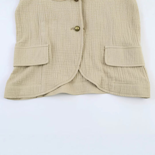 Damen Strukturierte Stehkragen-Jacke mit dekorativen Metallknöpfen Nord Taschen