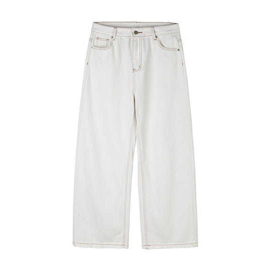 Damen Weite High-Waist Culotte-Jeans mit sichtbaren Kontrastnähten Nord Taschen