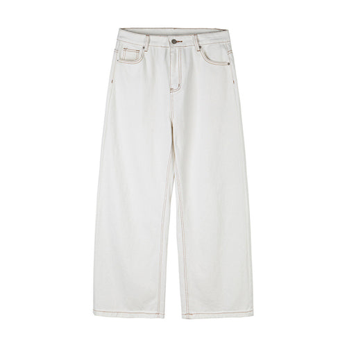 Damen Weite High-Waist Culotte-Jeans mit sichtbaren Kontrastnähten Nord Taschen