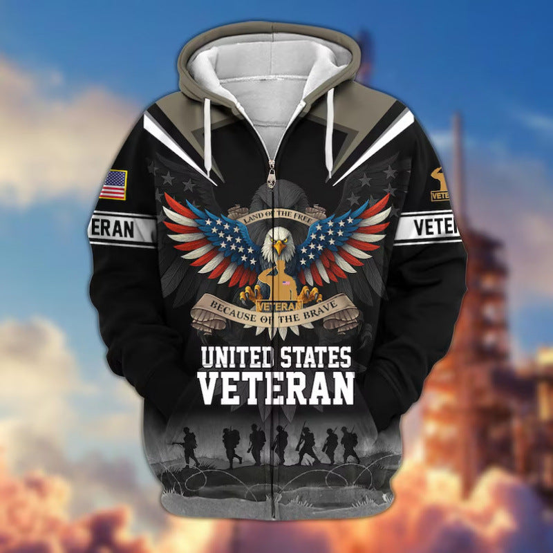 Herren Kapuzensweater mit amerikanischem Veteranenmotiv Nord Taschen