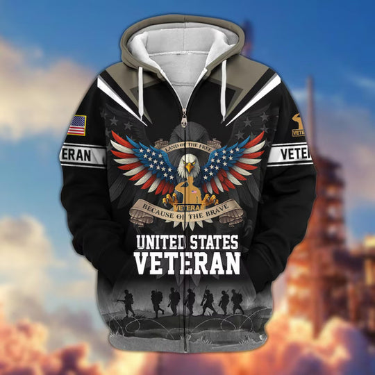 Herren Kapuzensweater mit amerikanischem Veteranenmotiv Nord Taschen