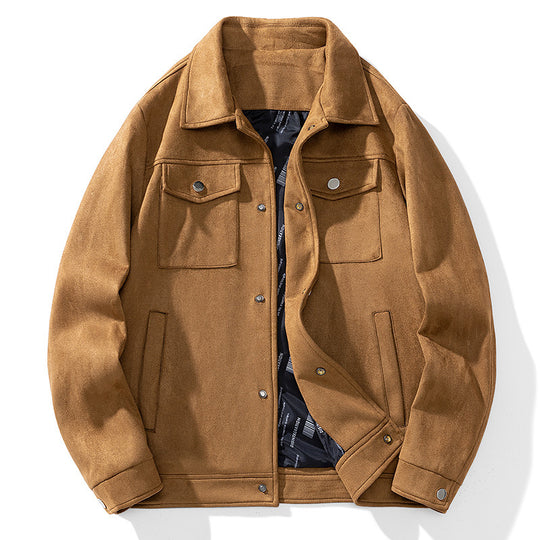 Herren Wildlederoptik Truckerjacke mit gesteppter Innenfütterung und Pattentaschen Nord Taschen