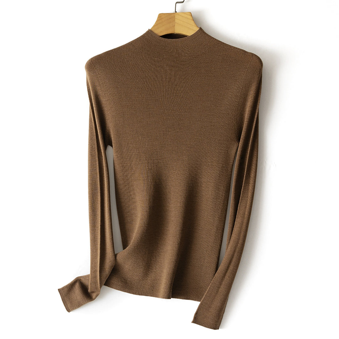 Damen Feinstrick-Longsleeve mit kurzem Stehkragen und schlanker Silhouette Nord Taschen