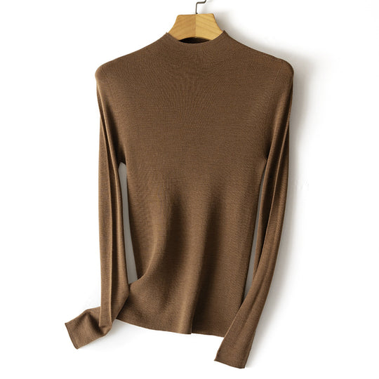 Damen Feinstrick-Longsleeve mit kurzem Stehkragen und schlanker Silhouette Nord Taschen
