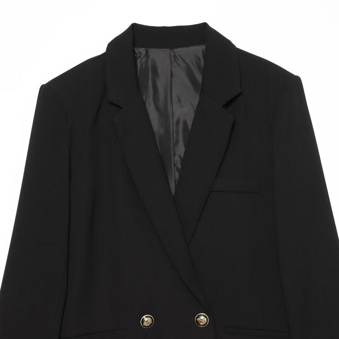 Damen Zweireihiger Oversize‑Blazer mit goldenen Zierknöpfen Nord Taschen
