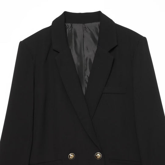 Damen Zweireihiger Oversize‑Blazer mit goldenen Zierknöpfen Nord Taschen