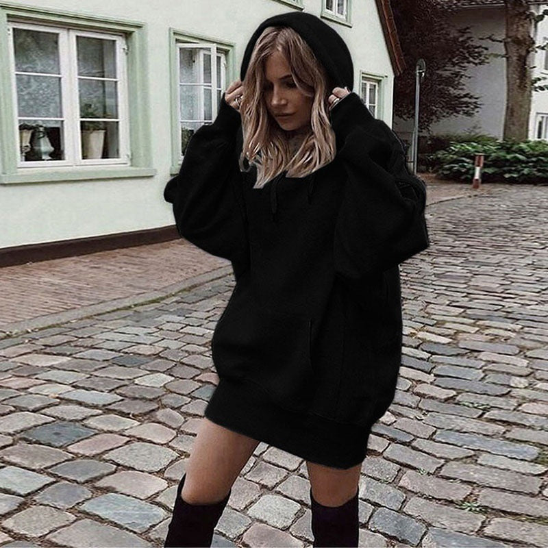 Damen Oversize Kapuzenkleid mit Kängurutasche Nord Taschen