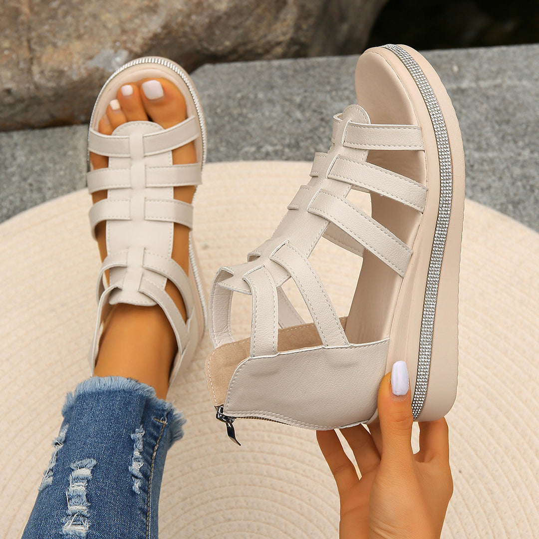 Damen Wedge-Sandaletten mit atmungsaktivem Obermaterial und eleganten Riemendetails