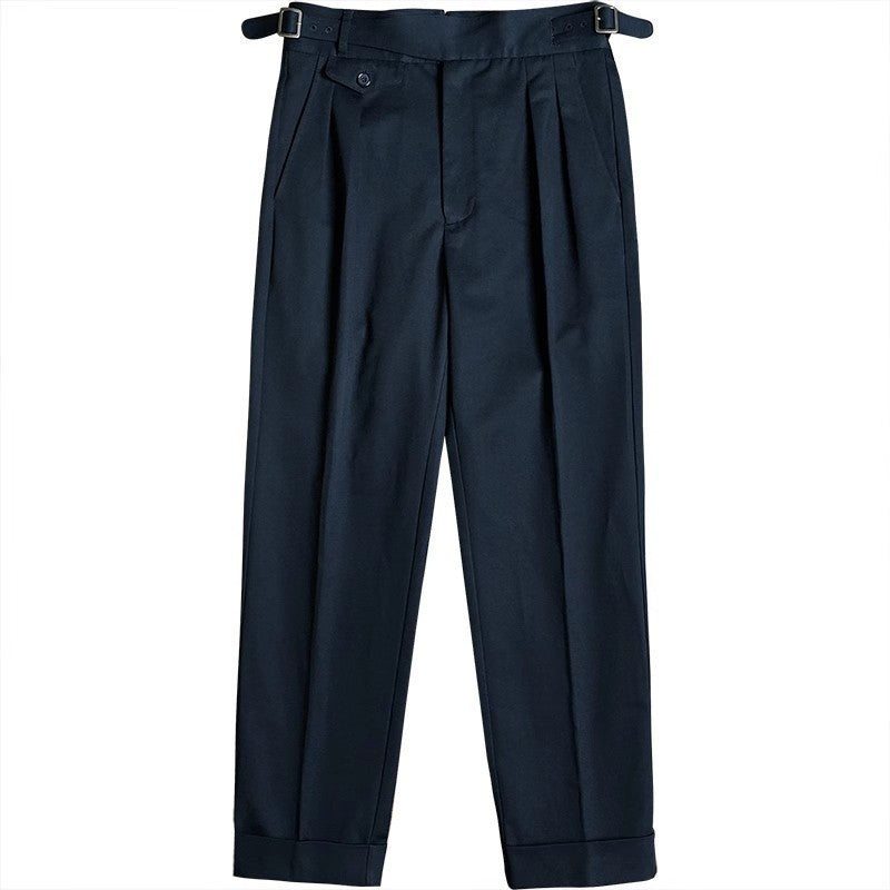 Herren Bundfaltenhose mit verstellbaren Seitenschnallen und Umschlag Nord Taschen