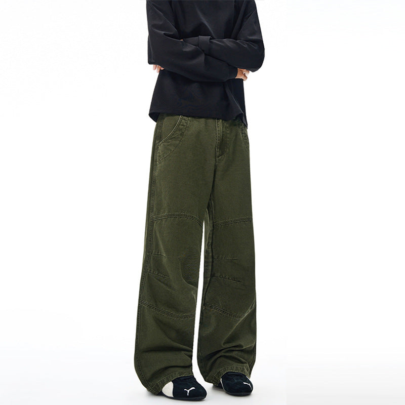 Herren Extraweite Denim-Baggyhose mit Paneelnähten und tiefem Schritt Nord Taschen