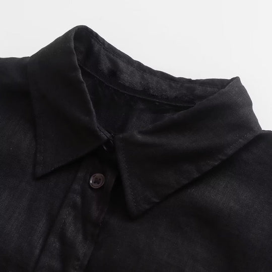 Damen Oversize-Hemdbluse mit verlängertem Rückenteil, kastigem Schnitt und durchgehender Knopfleiste Nord Taschen